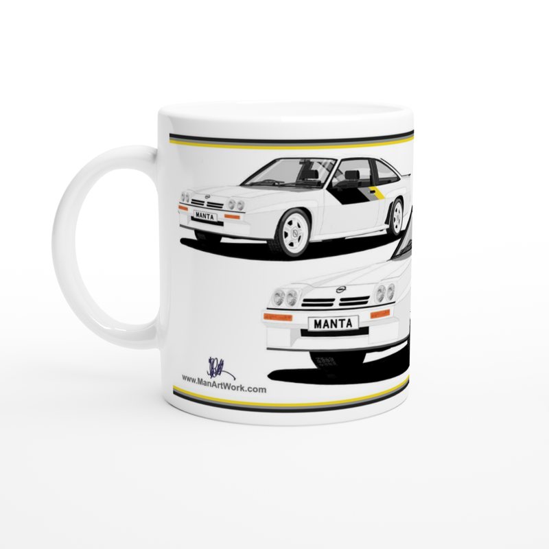 Opel Manta B2 400  in White with Quads Art Mug