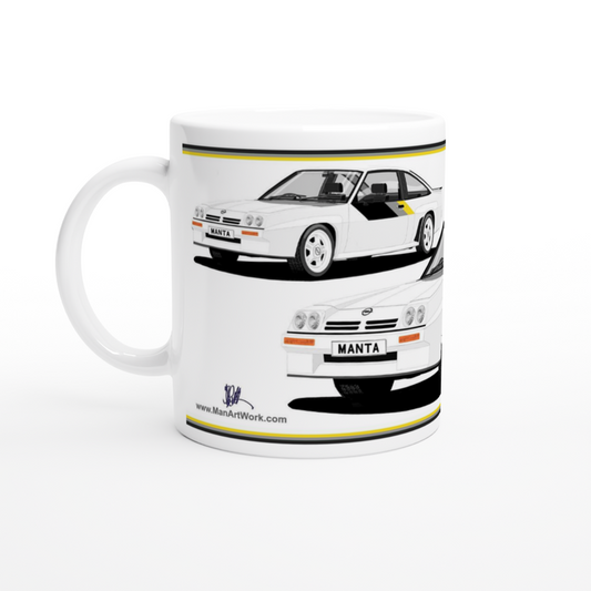Opel Manta B2 400  in White with Quads Art Mug