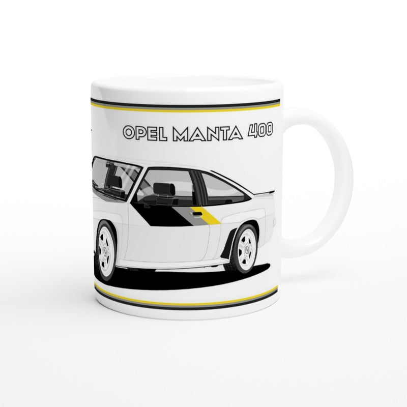 Opel Manta B2 400  in White with Quads Art Mug
