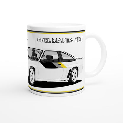 Opel Manta B2 400  in White with Quads Art Mug