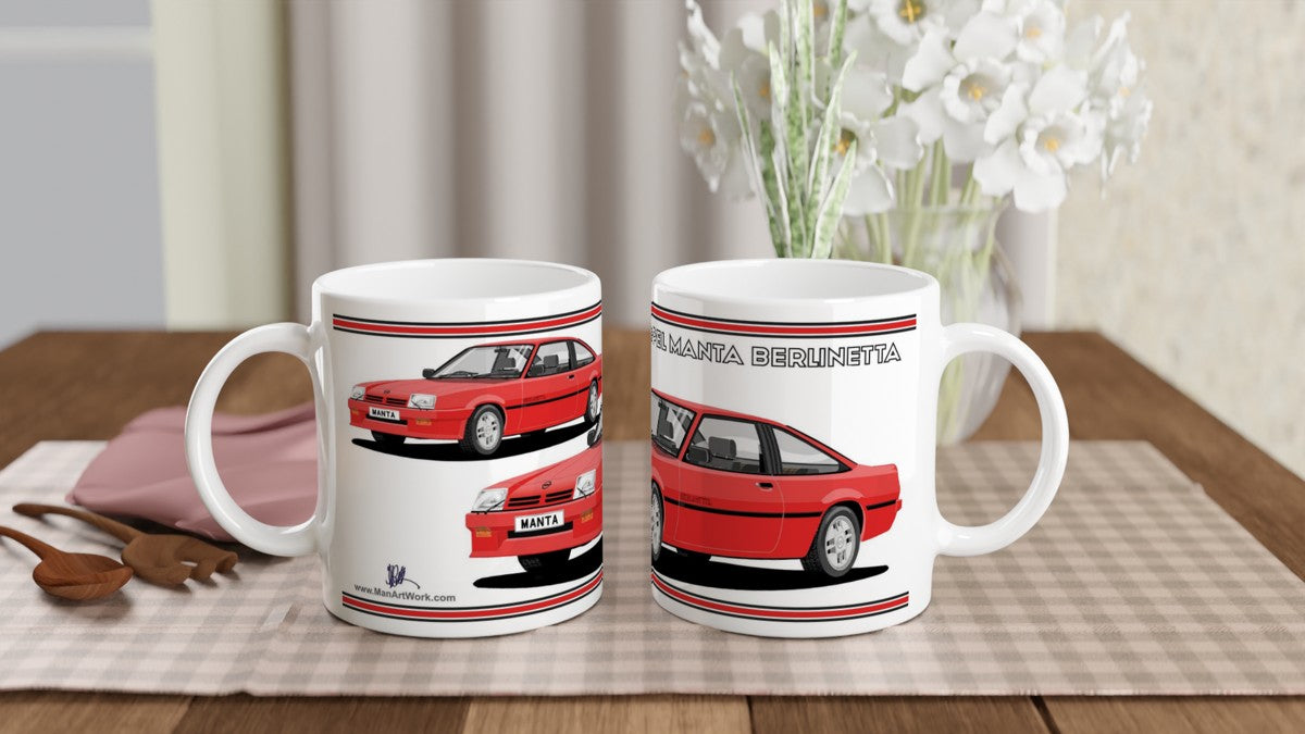 Opel Manta B2 Coupe Berlinetta Art Mug in Red