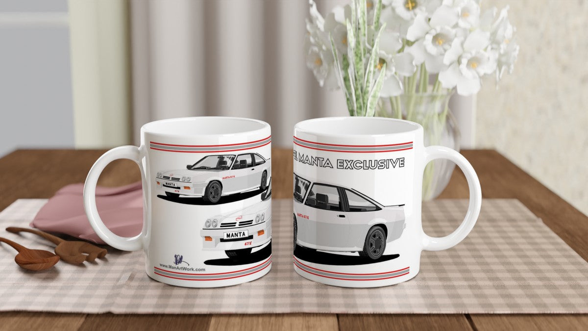 Opel Manta B2 Facelift Esclusive Coupe GTE in Silver Art Mug