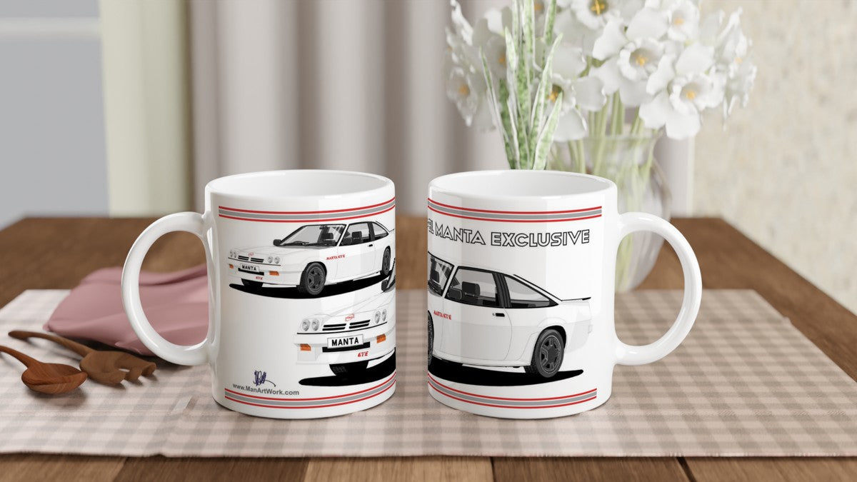 Opel Manta B2 Facelift Esclusive Coupe GTE in White Art Mug