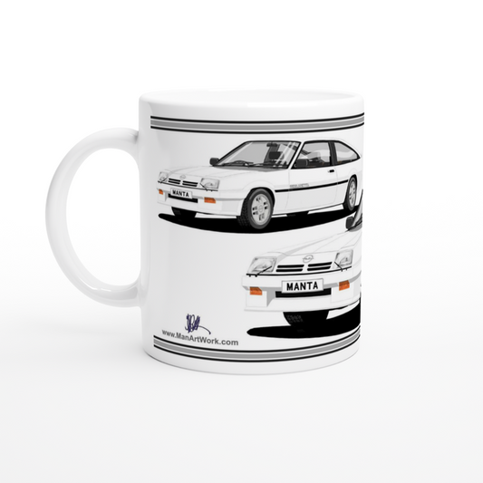 Opel Manta B2 Sportshatch Berlinetta Art Mug in White