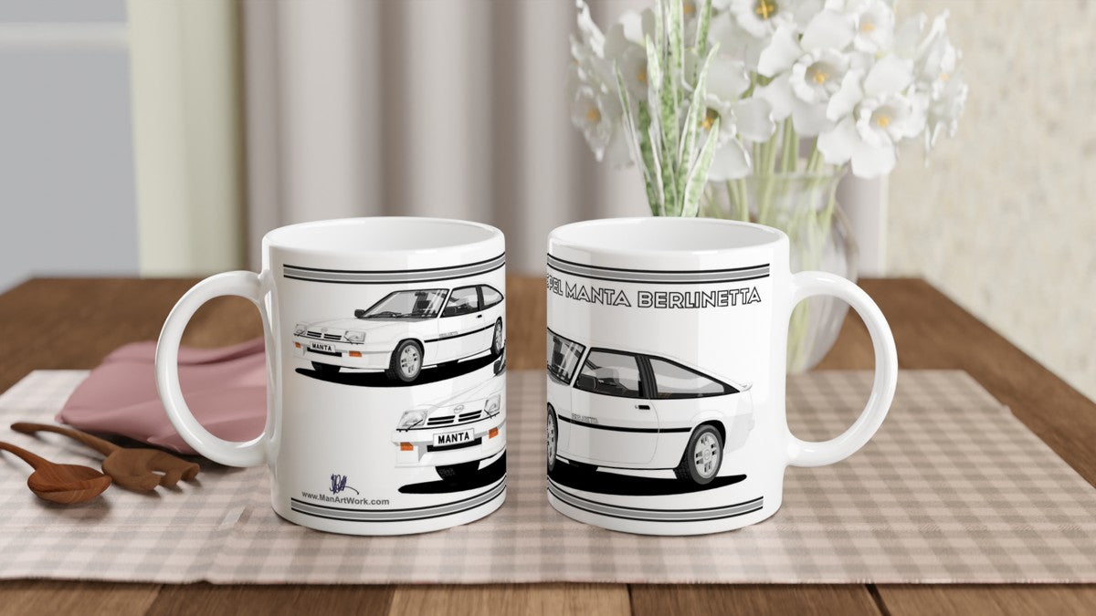 Opel Manta B2 Sportshatch Berlinetta Art Mug in White
