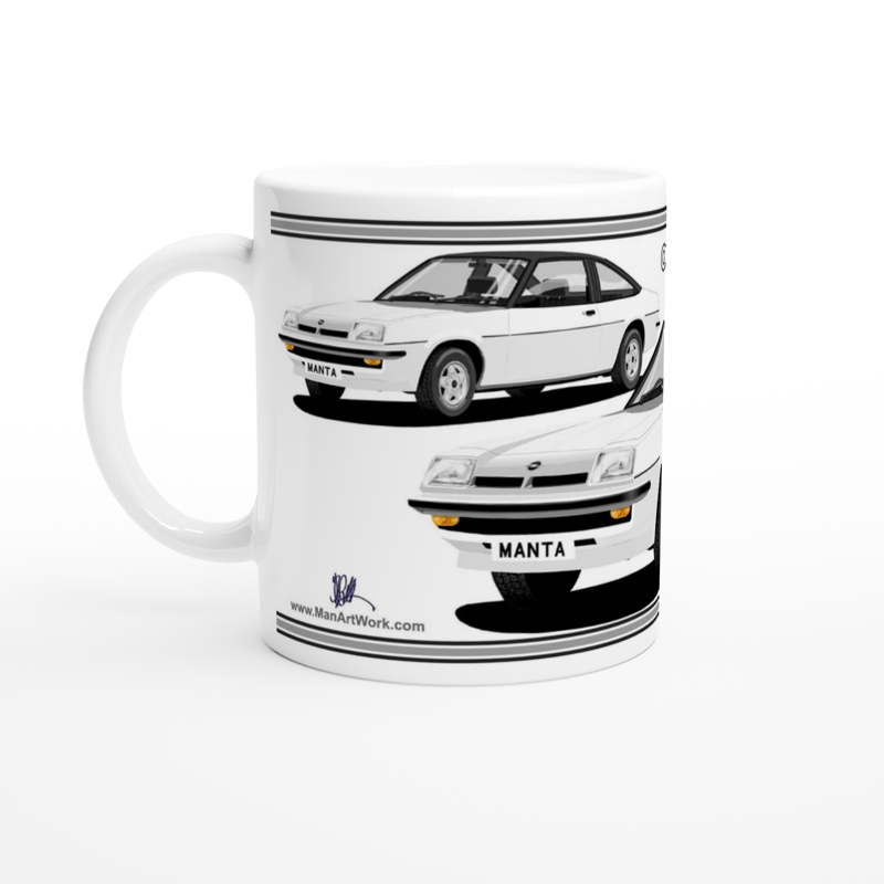 Opel Manta B Coupe Berlinetta in White Art Mug