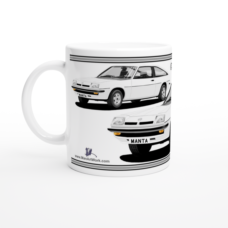 Opel Manta B Sportshatch Berlinetta in White Art Mug