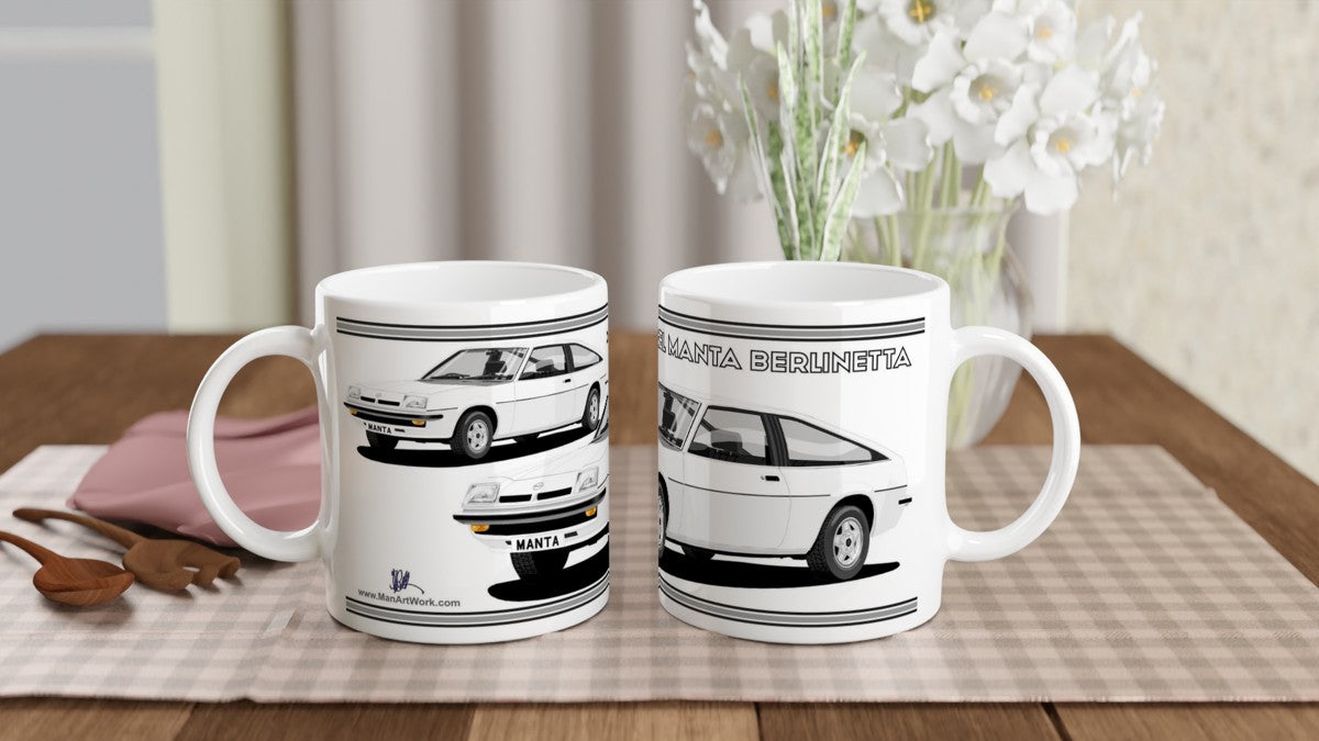 Opel Manta B Sportshatch Berlinetta in White Art Mug