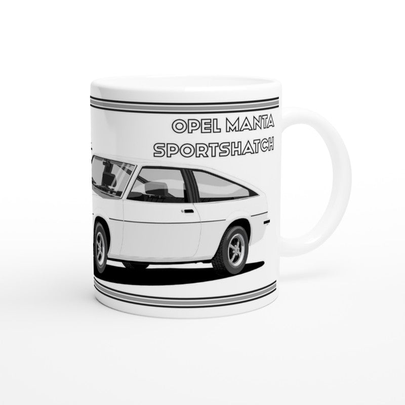 Opel Manta B Sportshatch in White Art Mug