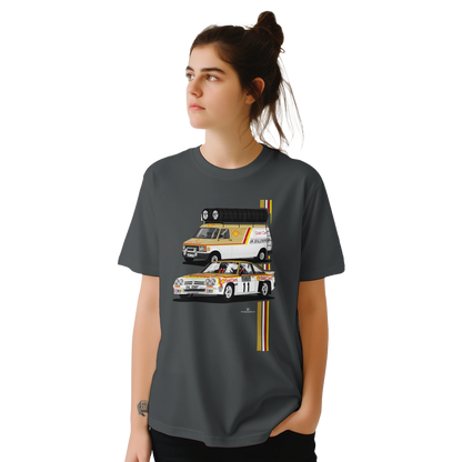 Opel Manta 400 Rally Gold Card with Bedford Van T Shirt (Grey)