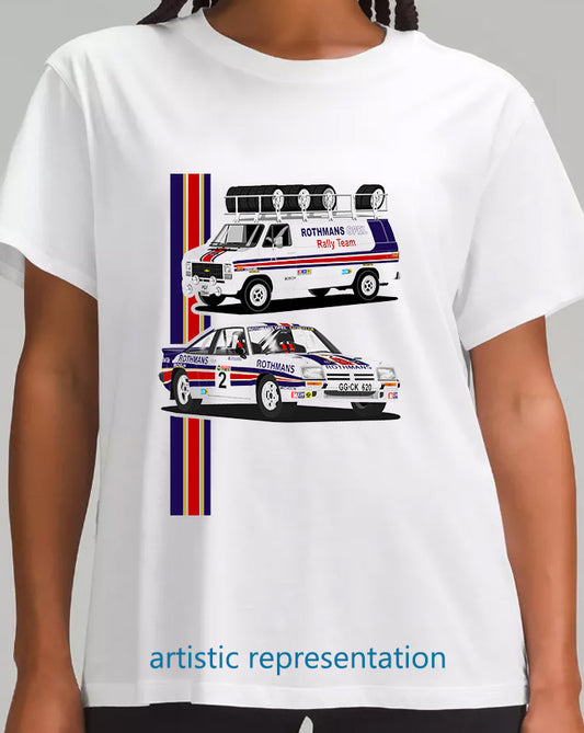 Opel Manta 400 Rothmans Rally with GMC Support van T Shirt