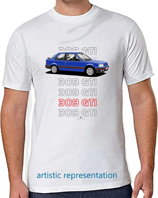 Peugeot 309 GTi in Blue T Shirt