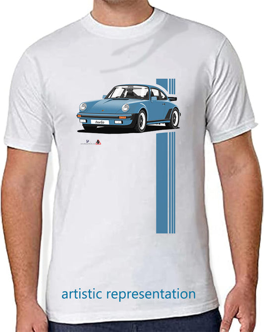 Porsche 911 Turbo (930) in Light Blue T Shirt