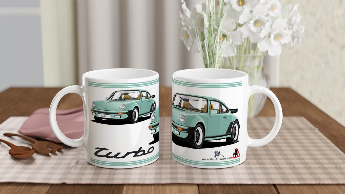 Porsche 911 Turbo (930) in Light Green Art Mug