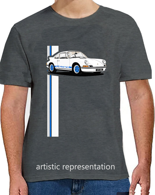 Porsche 911 Carrera  in White & Blue T Shirt