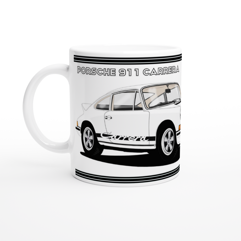 Porsche 911 Carrera in White & Black Art Mug