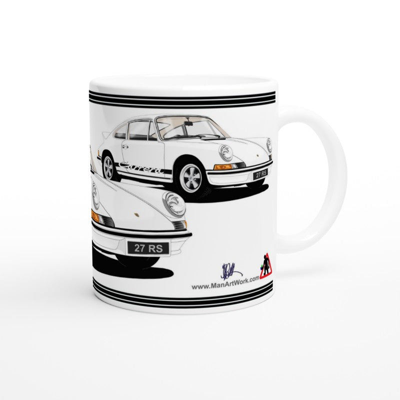 Porsche 911 Carrera in White & Black Art Mug