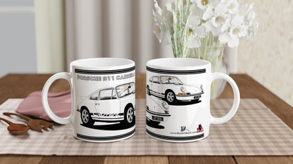 Porsche 911 Carrera in White & Black Art Mug