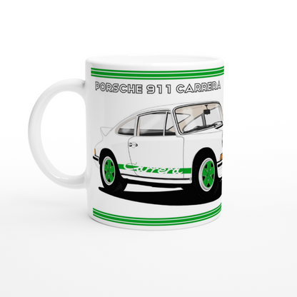 Porsche 911 Carrera in White & Green Art Mug