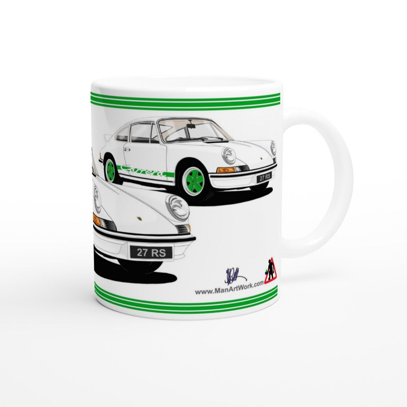 Porsche 911 Carrera in White & Green Art Mug