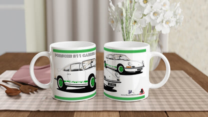 Porsche 911 Carrera in White & Green Art Mug