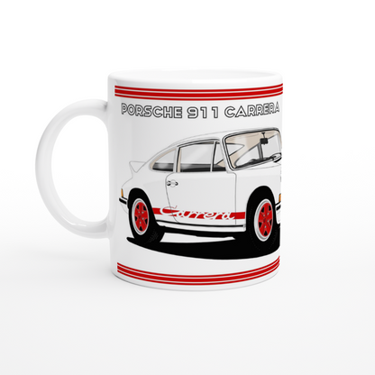 Porsche 911 Carrera in White & Red Art Mug