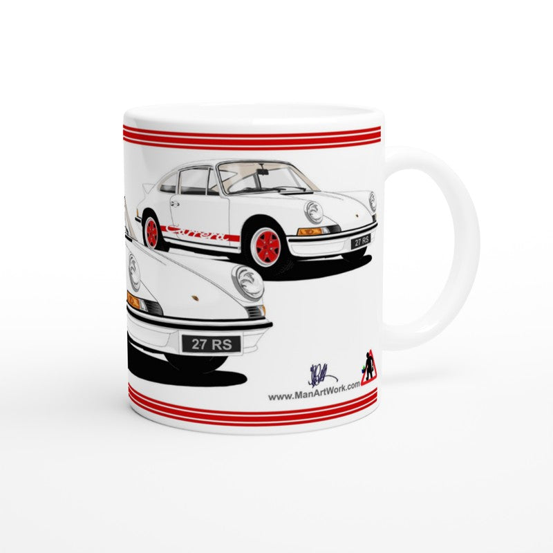 Porsche 911 Carrera in White & Red Art Mug