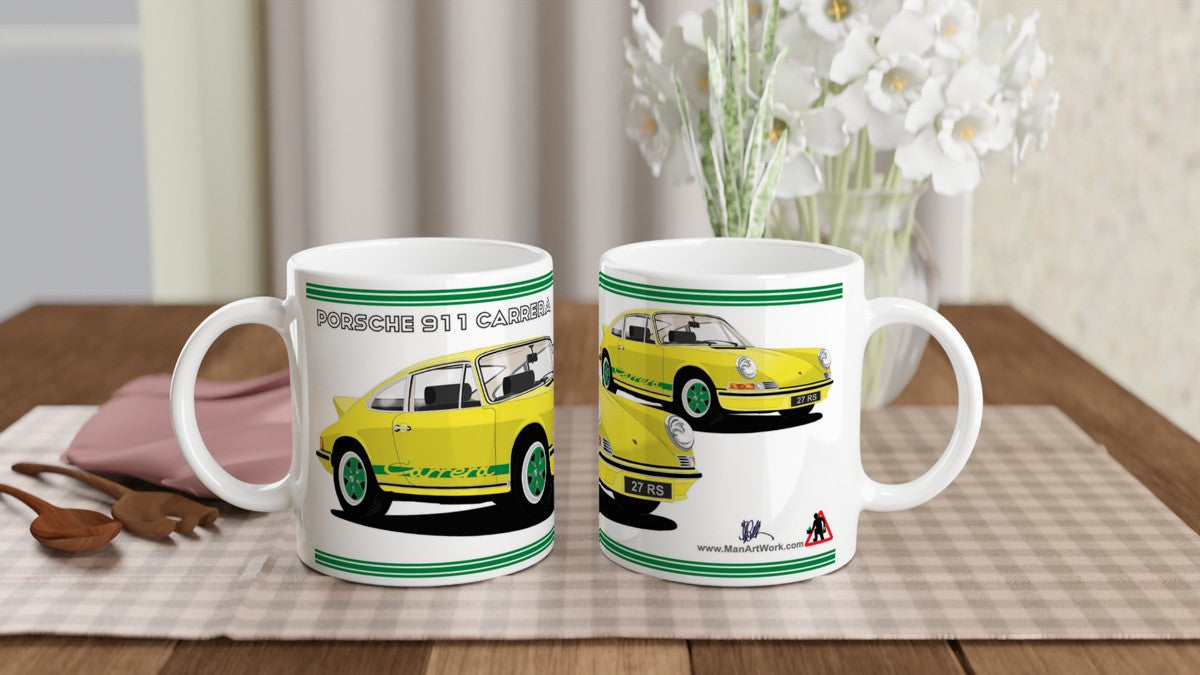 Porsche 911 Carrera in Yellow & Green Art Mug