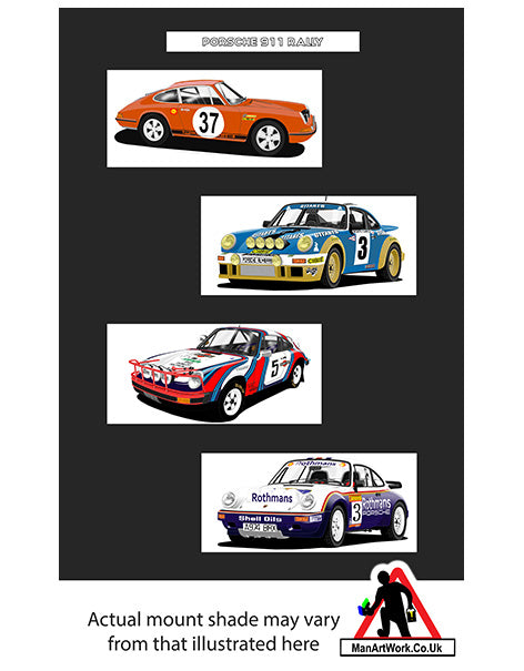 Porsche 911 Rally cars A4 Art Print