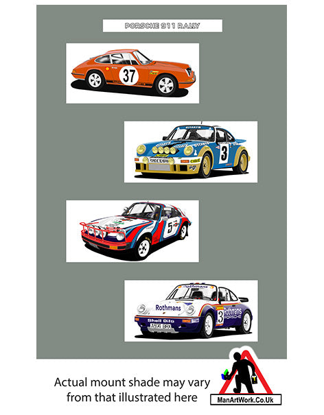 Porsche 911 Rally cars A4 Art Print