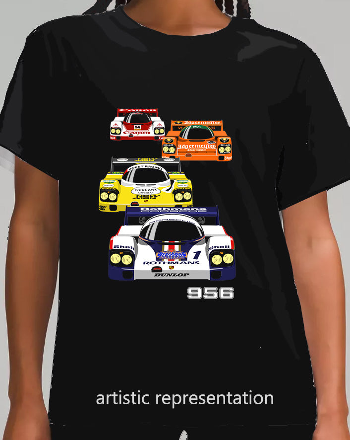 Porsche 956 Montage Motor Racing Art T Shirt