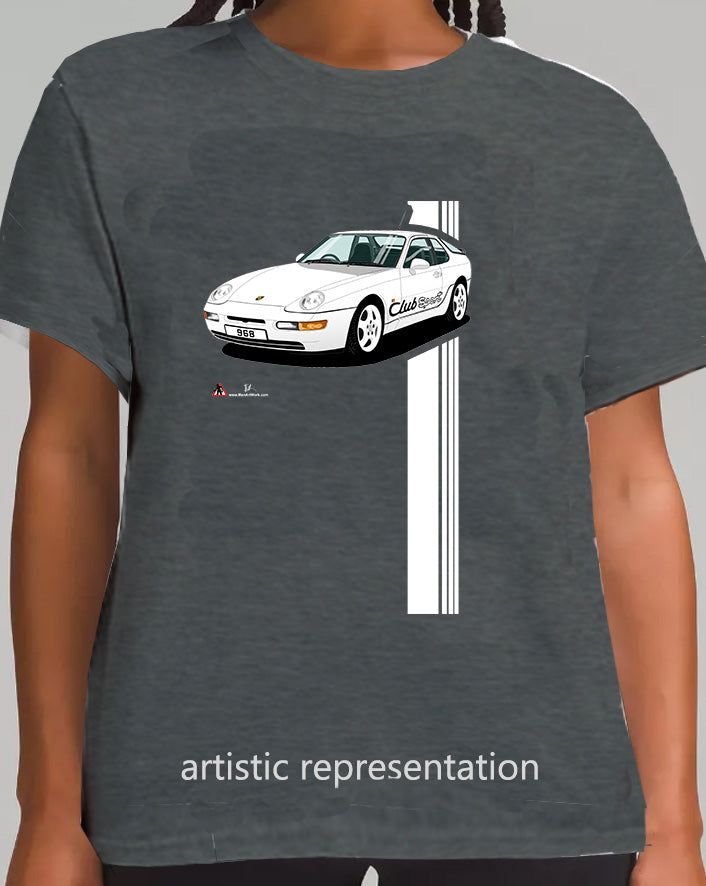 Porsche 968 ClubSport in White with Black lettering T Shirt