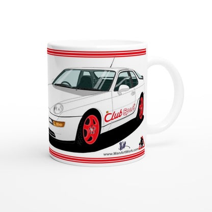 Porsche 968 ClubSport in White with Red Lettering Art Mug