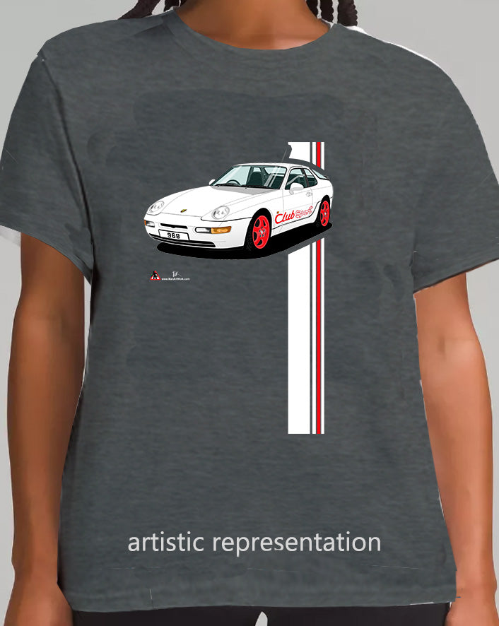 Porsche 968 ClubSport in White with Red lettering T Shirt