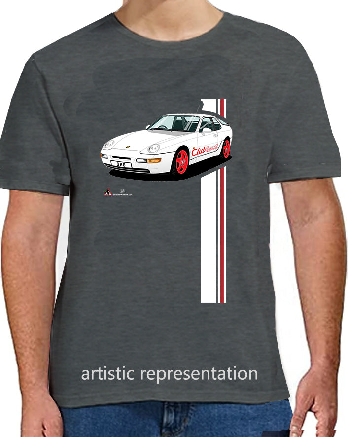 Porsche 968 ClubSport in White with Red lettering T Shirt