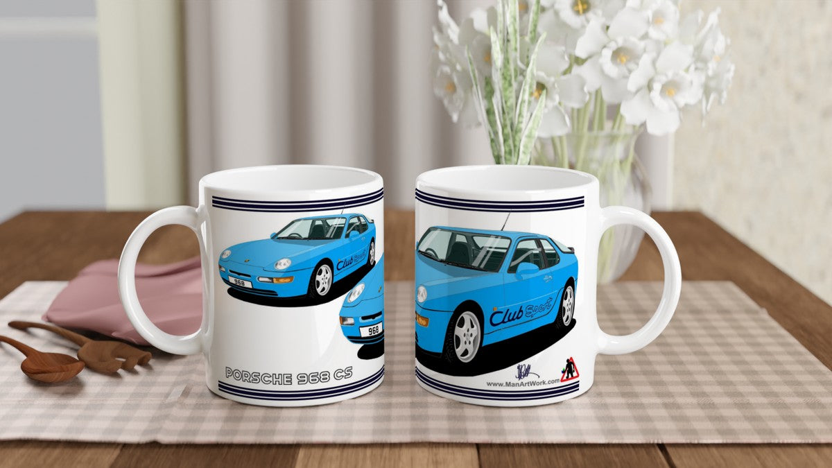 Porsche 968 ClubSport in Blue Art Mug