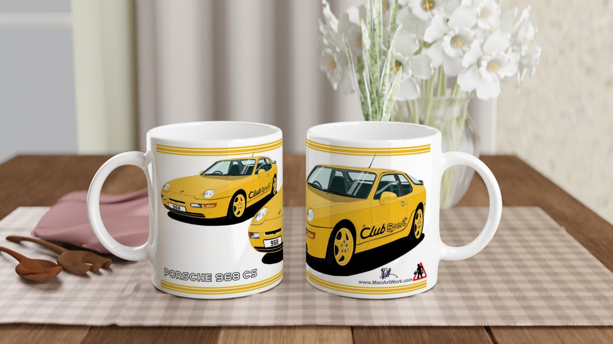 Porsche 968 ClubSport in Yellow Art Mug