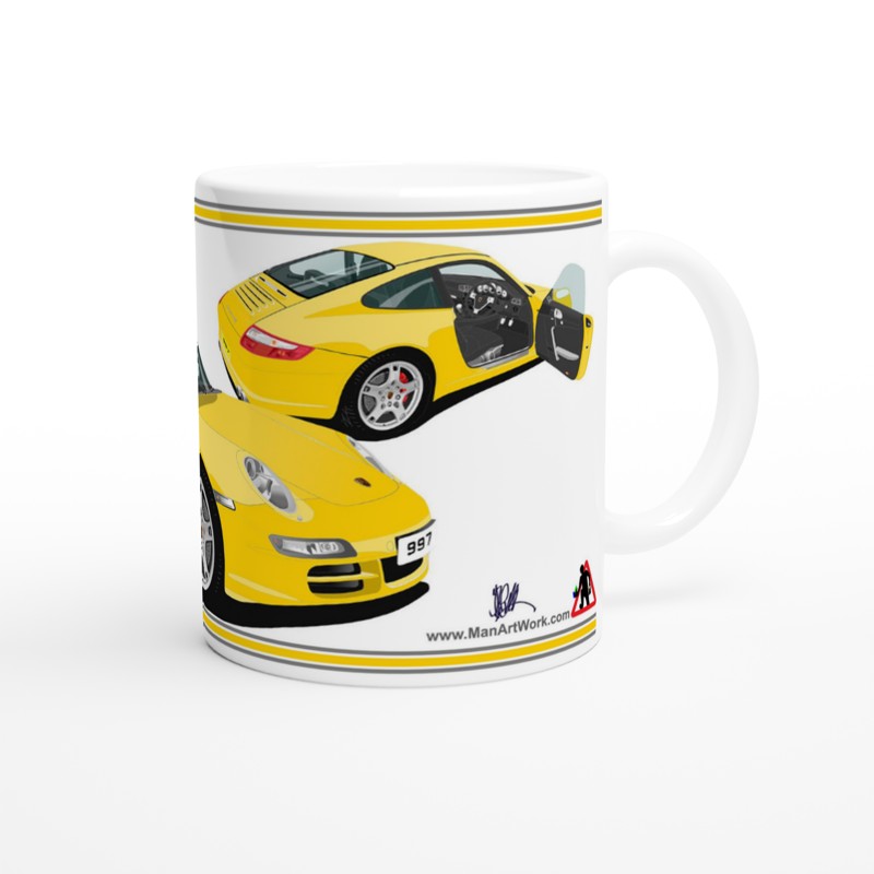 Porsche 997 (911) Carrera in Yellow Art Mug