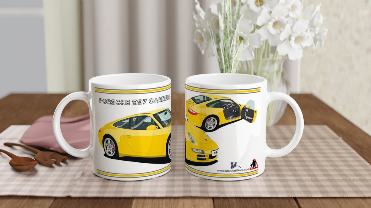 Porsche 997 (911) Carrera in Yellow Art Mug