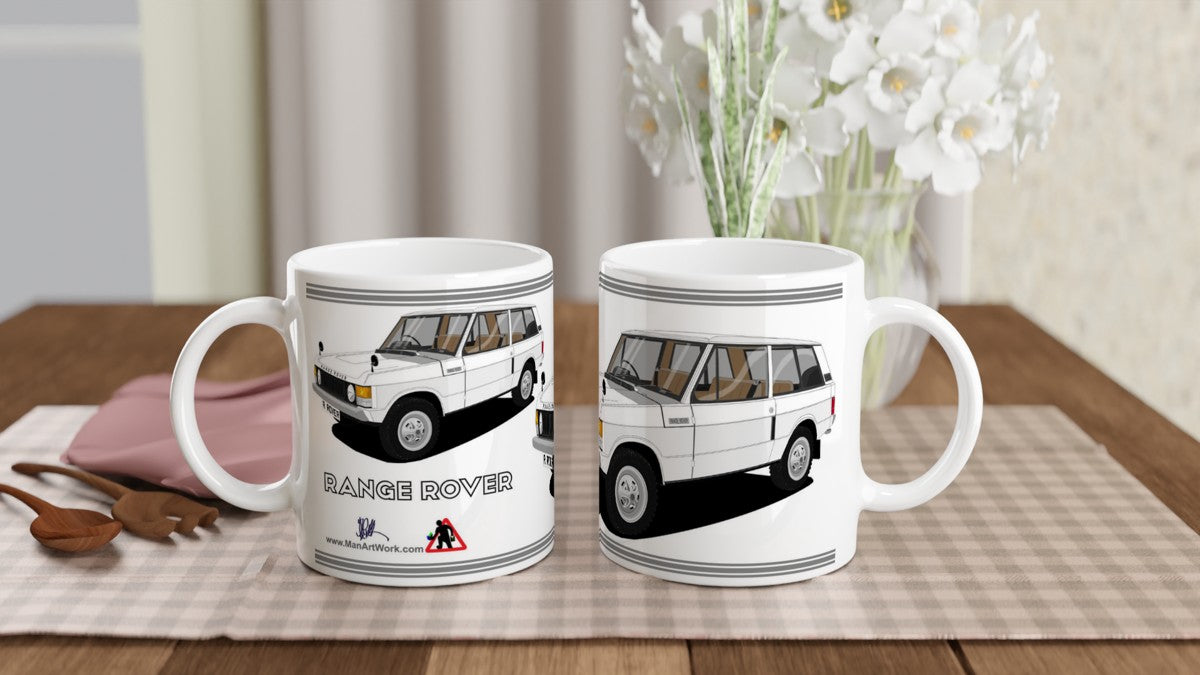 Range Rover 3 Door White Art  Mug