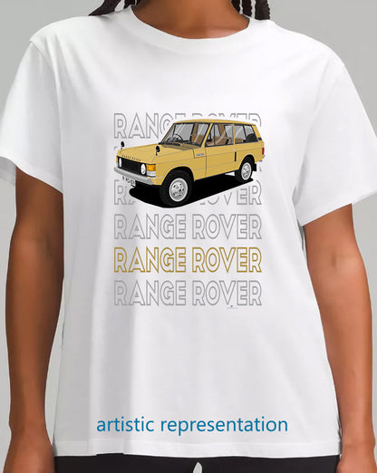 Range  Rover Classic 3 Door in Beige Art T Shirt (Words)