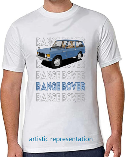 Range  Rover Classic 3 Door in Blue Art T Shirt (Words)