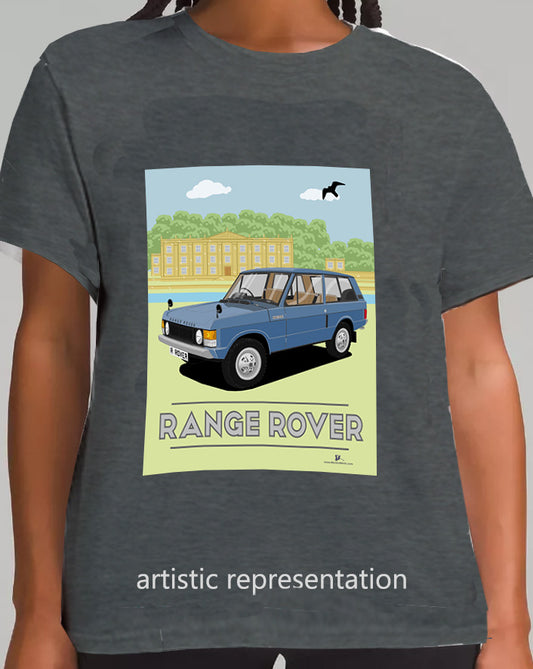 Range  Rover Classic 3 Door in Blue Art T Shirt (Scene)