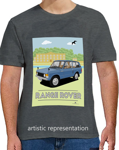 Range  Rover Classic 3 Door in Blue Art T Shirt (Scene)