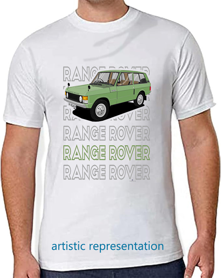 Range  Rover Classic 3 Door in Green Art T Shirt (Words)