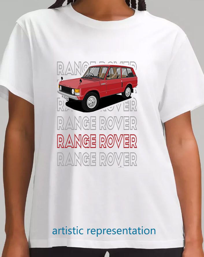 Range  Rover Classic 3 Door in Red Art T Shirt (Words)