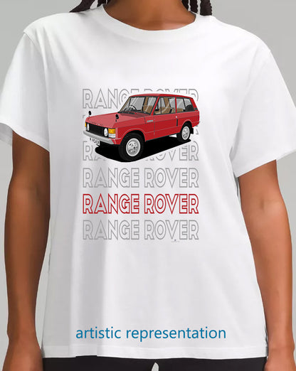 Range  Rover Classic 3 Door in Red Art T Shirt (Words)