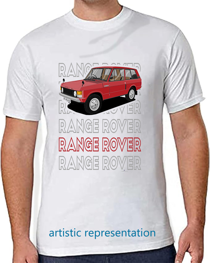Range  Rover Classic 3 Door in Red Art T Shirt (Words)