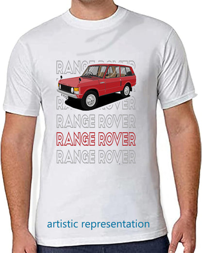 Range  Rover Classic 3 Door in Red Art T Shirt (Words)