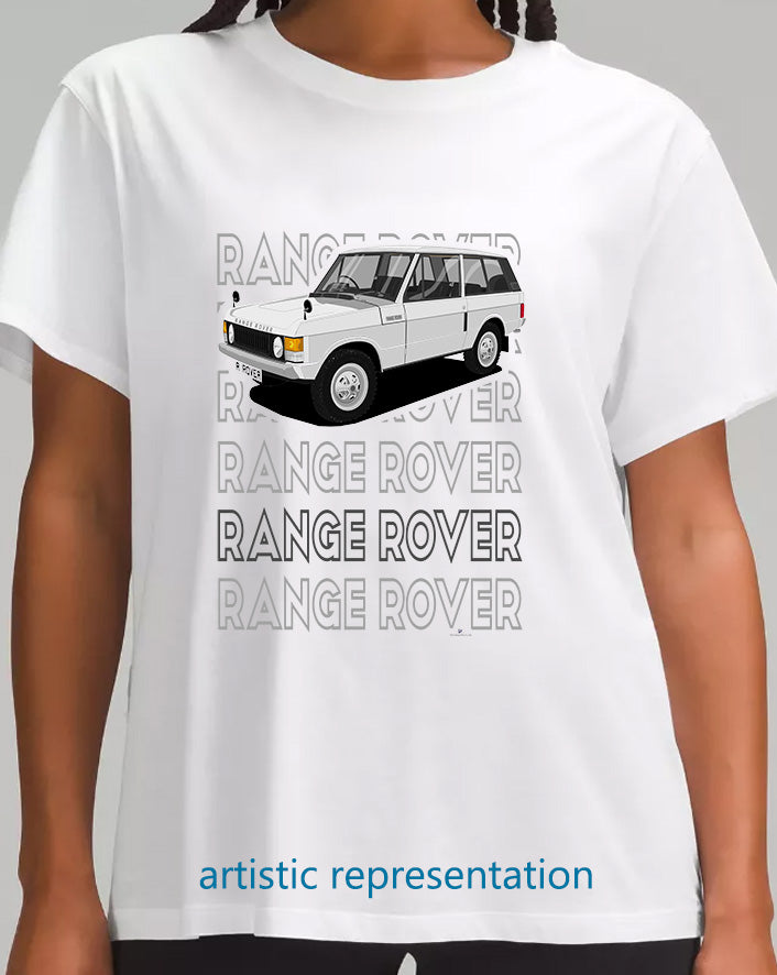 Range  Rover Classic 3 Door in Silver Art T Shirt (Words)